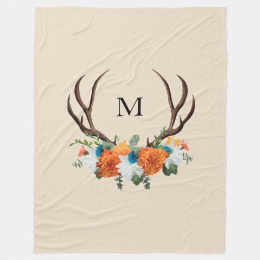 Landelijk Rustieke Bloem Hoorns BOHO Fleece Deken (Voorkant)