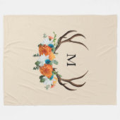 Landelijk Rustieke Bloem Hoorns BOHO Fleece Deken (Voorkant (Horizontaal))