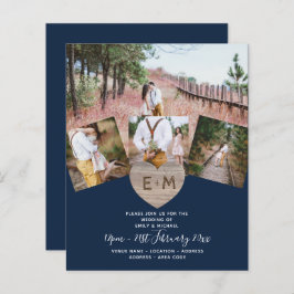 Landelijk Rustieke Foto Gesneden Hart Monogram Bru