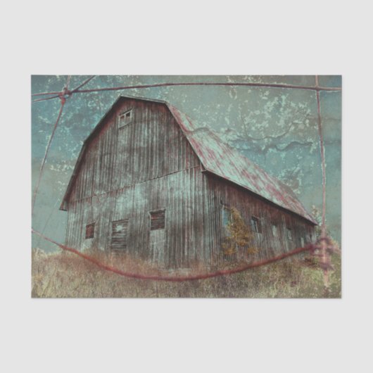 Landelijk rustieke turquoise schuur vintage textuu tissuepapier (Voorkant)