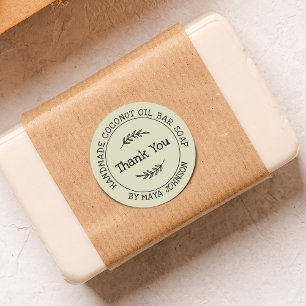 Landelijk Stof Groen Handgemaakt Bedankt Ronde Sticker