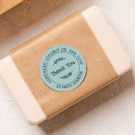 Landelijk Stof Teal Handgemaakte Dank Je Ronde Sticker