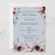 Landelijk Stofblauw en Bourgondische Bloemen Bruil