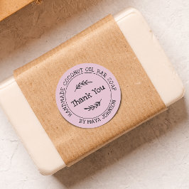 Landelijk stoffig roze handgemaakt bedankt ronde sticker