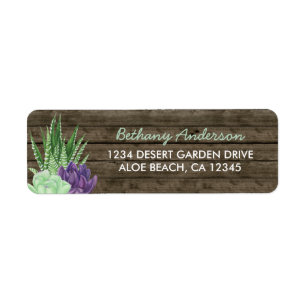 Landelijk Succulent & Aloe Vera Retouradreslabel Etiket