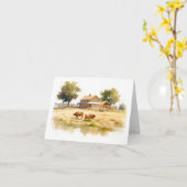 Landelijk tafereel met Koeien en water blanco begr Kaart (Gele Bloem)