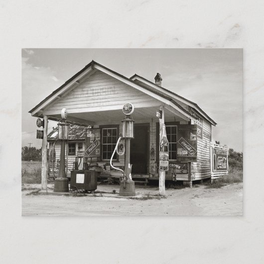 Landelijk tankstation, 1939 briefkaart (Voorkant)