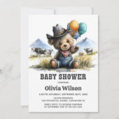 Landelijk teddybeer babyshower uitnodiging (Voorkant)