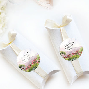 Landelijk Trouwroze Bloemenweiland Ronde Sticker