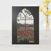 Landelijk uitzicht uit kerkraam voor papa kaart (Gele Bloem)