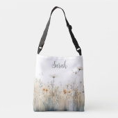 Landelijk Veld met Wilde Bloemen Monogram Crossbody Tas (Achterkant)