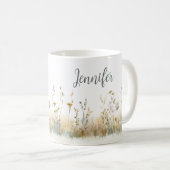 Landelijk veld met wilde bloemen monogram koffiemok (Voorkant rechts)