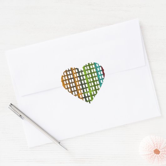 Landelijk verse ruitontwerp hart sticker (Envelop)