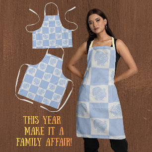 Landelijk vintage blauw wit Thanksgiving kalkoenen Schort