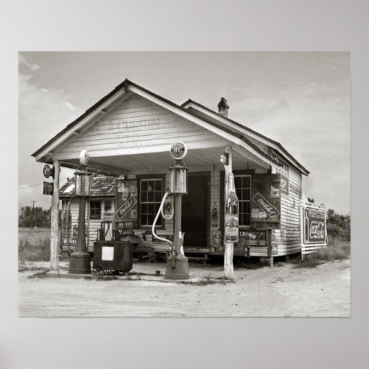 Landelijk vulstation, 1939. Oude foto Poster (Voorkant)