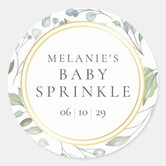 Landelijk weiland baby sprinkle / feest / koppel ronde sticker (Voorkant)