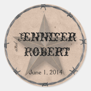 Landelijk Western-Barbed Wire Envelope Seal Ronde Sticker