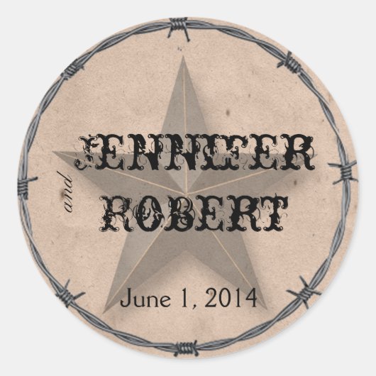 Landelijk Western-Barbed Wire Envelope Seal Ronde Sticker (Voorkant)