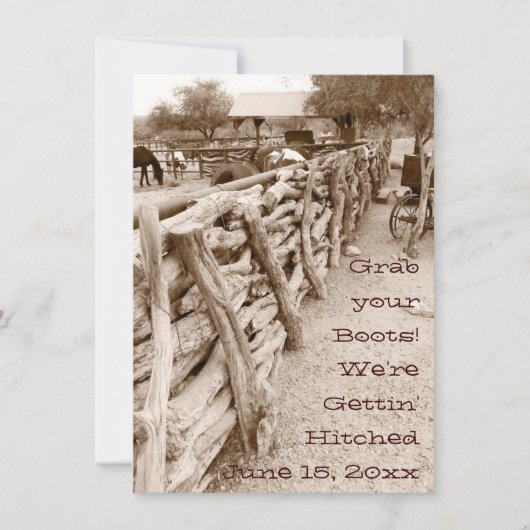 Landelijk Western paard Corral Wedding Invitatie Kaart (Voorkant)