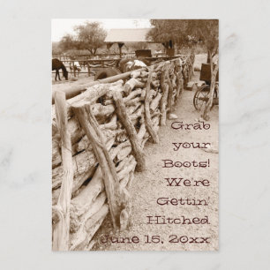 Landelijk Western paard Corral Wedding Invitatie Kaart