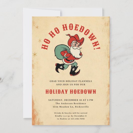 Landelijk Westerne Hoedown Christmas Santa Holiday Kaart (Voorkant)
