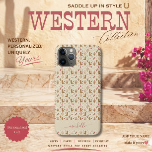 Landelijk Westers Handgetekend Patroon met Schrift Case-Mate iPhone Case