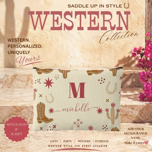 Landelijk Westers Handgetekend Patroon Monogram Sc Etui