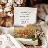 Landelijk wilde bloemen landschap save the date kaart