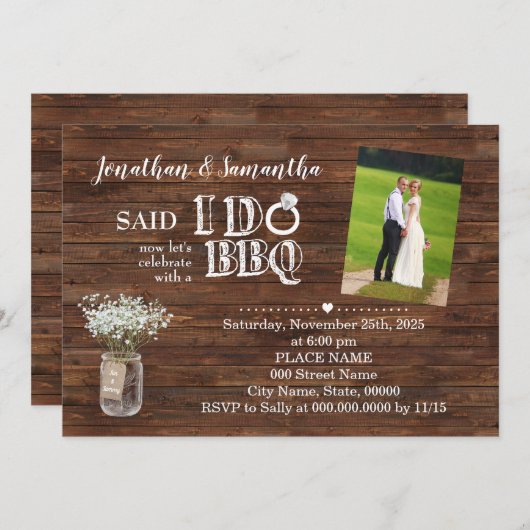 Landelijk zei ik doe BBQ weglopen na de bruiloft Kaart (Voorkant / Achterkant)