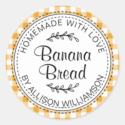 Landelijk zelfgemaakte bananenbrood Mellow Yellow  Ronde Sticker (Voorkant)