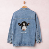 Landelijk zwart-wit koeiengezicht denim jacket (Hangar)