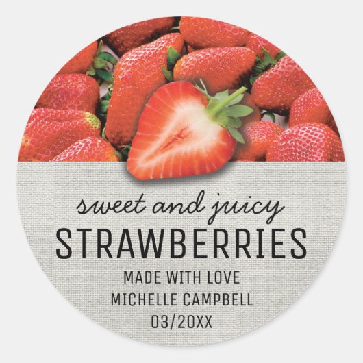 Landelijke aardbei-jam pot label (Voorkant)