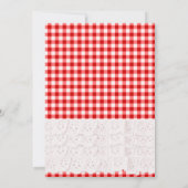 Landelijke aardbei rode gingham ruches uitnodiging (Achterkant)