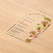 Landelijke Aardse Bloemrijke Boog Gedroogde Boho P Acryl Uitnodigingen (Laagn)