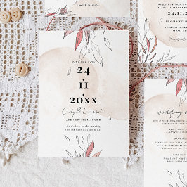 Landelijke Aardse Waterverf Bloemen Bruiloft Save The Date