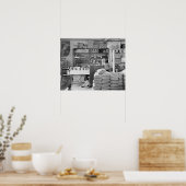 Landelijke algemene winkel, 1936. Oude foto Poster (Keuken)
