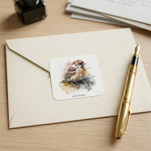 Landelijke Aquarel Mus, op maat gemaakt Vierkante Sticker
