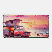 landelijke aquarel strand zonsondergang scène bureaumat (Voorkant)