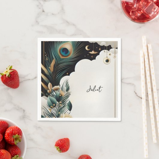 Landelijke Aziatische Lucht Wolk Pauw Bruidsdouche Servet (Insitu)