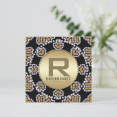 Landelijke Azteekse Hartjes Gouden Eettafel Uitnod Kaart (Staand voorkant)