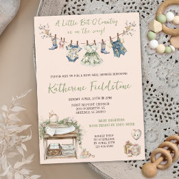 Landelijke babymeisjes-shower met waslijn kaart