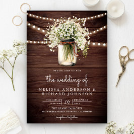Landelijke Baby's Breath Mason Jar All-in-One Trou Kaart