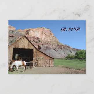 Landelijke Barn Stable Horses Weddenschap RSVP-kaa RSVP Kaartje