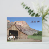 Landelijke Barn Stable Horses Weddenschap RSVP-kaa RSVP Kaartje (Staand voorkant)