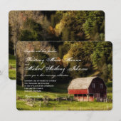 Landelijke Barn Trees Rustic Wedding Invitation Kaart (Voorkant / Achterkant)