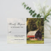 Landelijke Barn Trees Rustic Wedding RSVP-kaarten RSVP Kaartje (Staand voorkant)