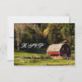 Landelijke Barn Trees Rustic Wedding RSVP-kaarten RSVP Kaartje (Achterkant)
