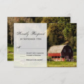 Landelijke Barn Trees Rustic Wedding RSVP-kaarten RSVP Kaartje (Voorkant / Achterkant)