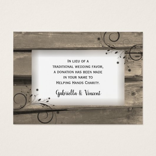 Landelijke Barn Wood Flowers Weddenschap liefdadig Visitekaartjes (Voorkant)