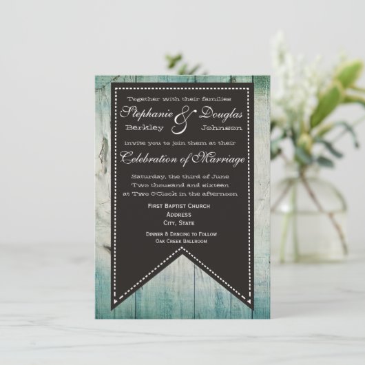 Landelijke Barn Wood Rustic Wedding Invitations Kaart (Staand voorkant)